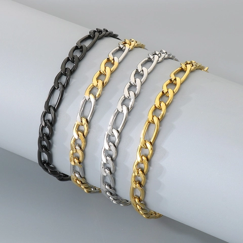 Pulsera De Cadena Figaro De Acero Inoxidable Simple Moda Punk Hip Hop Joyería Accesorio Unisex