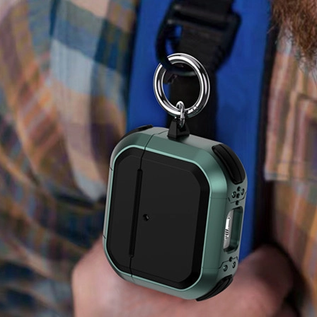 Étui pour Écouteurs de Style Mecha Antichoc pour AirPods Pro 4 3 2 TPU PC Coque de Protection Robuste Avec Mousqueton Coque d'Armure