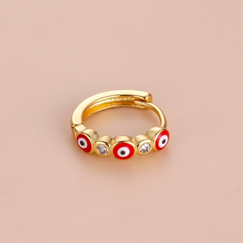 Pendientes Huggie Hoop Ojo Turco Bohemios Cobre Chapado En Oro Esmalte Zirconia Joyería De Perforación Estilo Étnico Mujeres