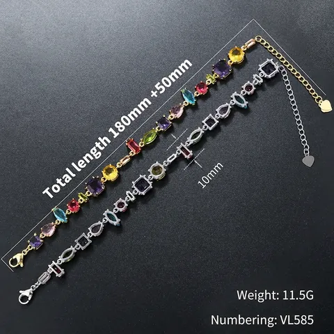 Luxurious Copper Multicolor Zirconia Necklace And Bracelet Rainbow Stone Elegant Party Banquet Women Fashion Jewelry