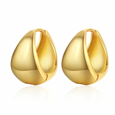 Pendientes de Aro de Cobre Retro Francés Gota de Agua Mate Pulido Chapado en Oro Plata Joyas de Moda para Mujer