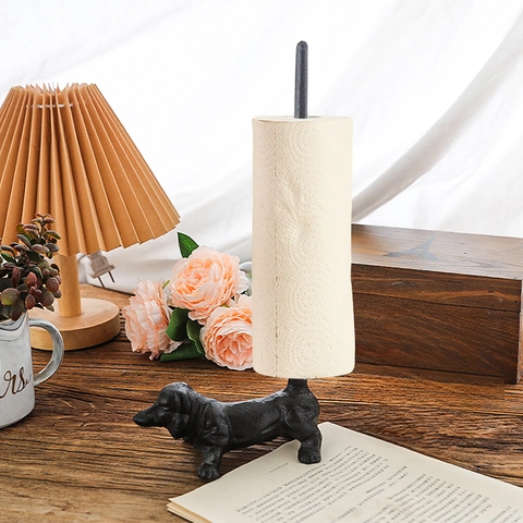 Porta Rotolo Carta Animale Ghisa Supporto Verticale Cucina Tavolo Scultura Decorativa Stile Retrò Casa