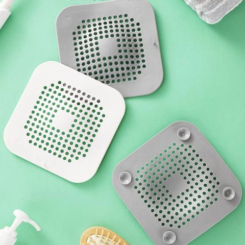 Vierkante Siliconen Afvoer Haarvanger Met Zuignappen Badkamer Douche Wastafel Filter Cover Keukengootsteen Zeef TPR Materiaal