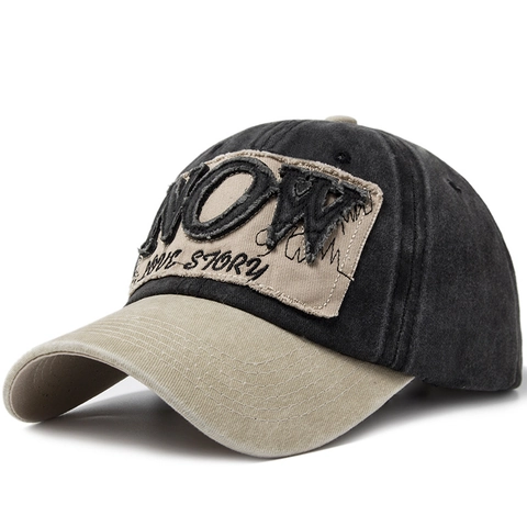 Gorra De Béisbol De Algodón Lavado Vintage Bordado De Letras Retro Bloque De Color Sombrero De Sol Ajustable Para Hombres Mujeres
