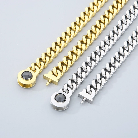 Collana A Catena Cubana Da Uomo Acciaio Inossidabile Con Cristallo Strass Chiusura Teschio Gioielli Hip Hop