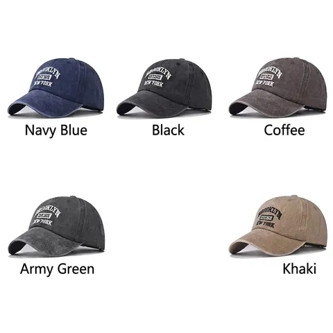 Cappellino Da Baseball In Cotone Lavato Con Ricamo Brooklyn Stile Retro Vintage Regolabile Cappello Sole