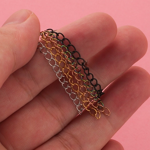 Stainless Steel Extension Chain For Necklace Bracelet DIY Jewelry Making Findings Mirror Polished Multi Color