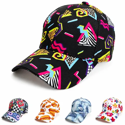 Berretto da Baseball con Stampa Digitale per Uomo Donna Regolabile in Poliestere Retro Hip Hop Graffiti Snapback Outdoor Protezione Solare Streetwear