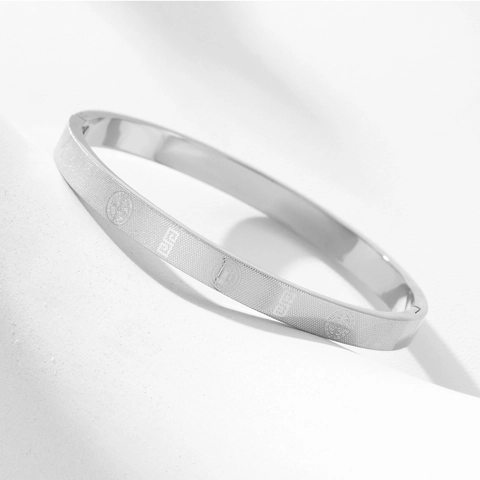 Bracciale Rigido In Acciaio Inossidabile Gesù Religioso Medaglia Di San Benedetto Retro Vintage Motivo Greco Per Uomini Donne