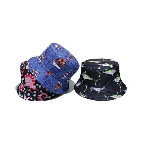 Sombrero De Pescador Estampado Verano Poliéster Protección Solar Vacaciones Playa Sombrero Para Hombre Y Mujer