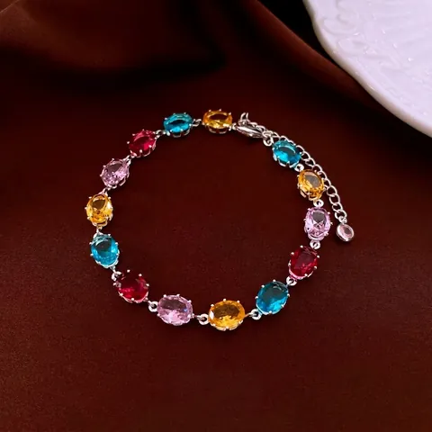 Bracciale Tennis In Zircone Ovale Rame Lusso Gioielli Da Polso Regolabili Regalo Per Donne Accessorio Di Moda Elegante