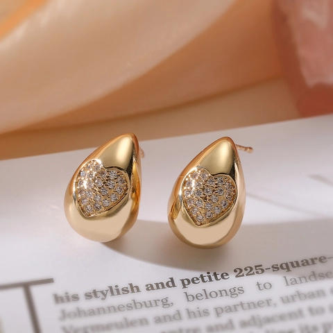 Boucles D Oreilles Goutte Avec Tige En Cuivre Zircone Coeur Étoile Micro Pavé Bijoux De Luxe Pour Femmes