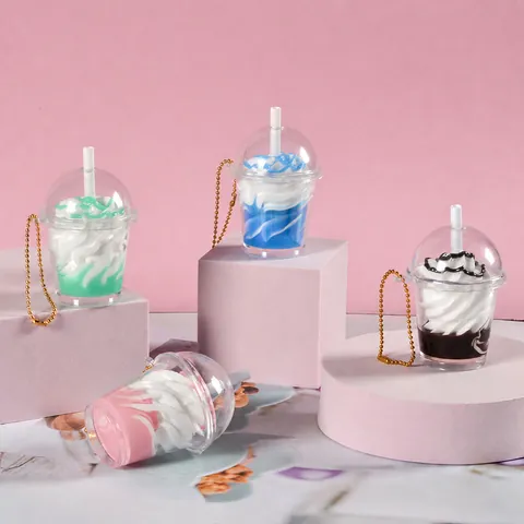 Portachiavi Tazza Tè Al Latte Simulazione PVC Miniatura Gelato Bevanda Pendente Borsa Fascino Regalo Carino Ragazze