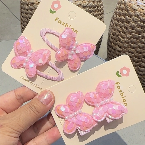 Fermagli Per Capelli A Farfalla Con Paillettes E Künstliche Perle Artificiali Tessuto Fatto A Mano Per Ragazze Bambine Stile Principessa
