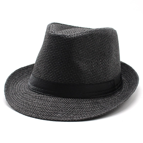Zomer Stro Fedora Hoed Voor Mannen Vrouwen Ademende Zonbescherming Strand Panama Hoed Met Zwart Lint