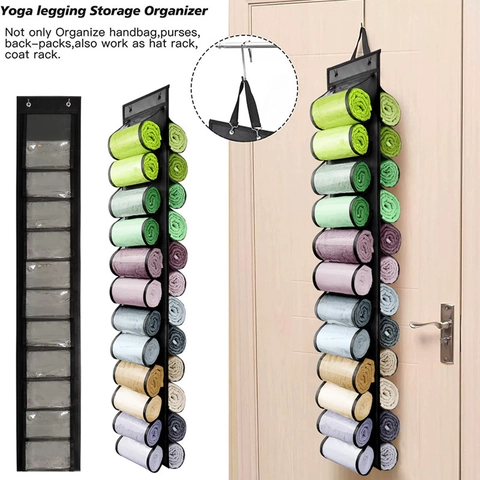 Organizzatore Appeso A Doppia Faccia In Tessuto Non Tessuto Tasche In PVC Per Pantaloni Da Yoga Leggings Armadio Salvaspazio
