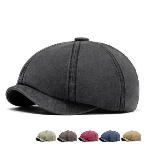 Newsboy Mütze Gewaschene Baumwolle Vintage Octagonal Hut Verstellbar Atmungsaktiv Lässig Täglich Für Herren Damen