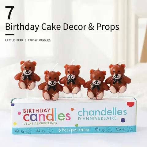 Cute Cartoon Bear Shape Birthday Candles Paraffin Wax Cake Topper For Children Birthday Party Decoration Ins Style Kawaii