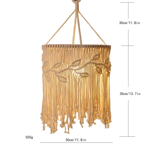 Macrame Lampshade Handmade Cotton Rope Woven Boho Style With Tassels For Pendant Light Bedroom Living Room Wedding Decor