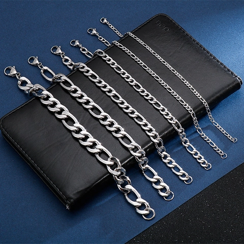 Bracelet Chaîne Figaro En Acier Inoxydable Hip Hop Or Argent Bicolore Cuban Link Bijoux Pour Hommes Femmes
