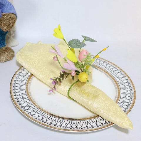 Easter Napkin Ring Artificial Jasmine Flower Colorful Foam Eggs Berries Spring Table Decoration Handmade Festive Holder