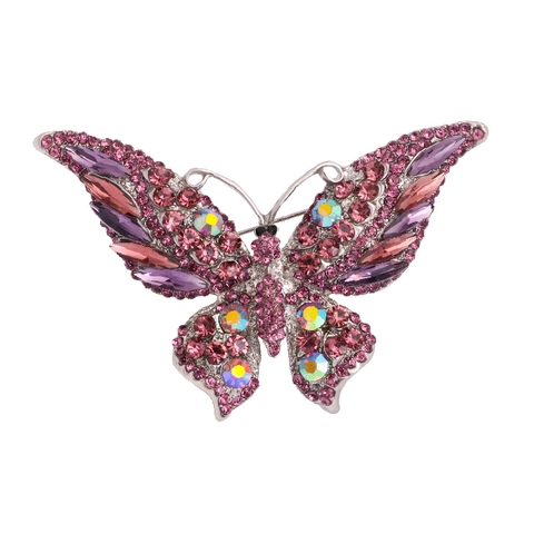 Elegante Spilla A Farfalla Spille Lusso Lega Cristallo Strass Decorativo Cappotto Corsage Per Donne Uomini Banchetto Stile Vintage
