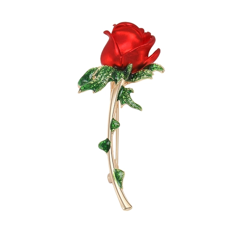 Spilla Rosa Rossa in Lega Vintage Elegante Spilla a Forma di Fiore in Smalto Con Strass per Donna Matrimonio Festa Regalo di Compleanno Accessorio