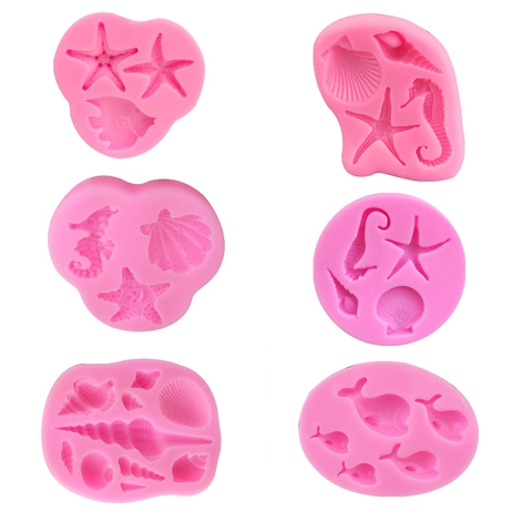 Siliconen Cakevormen Oceaan Thema Schelp Zeester Zeepaardje Vormen Voor Fondant Chocolade Bakken Hittebestendig Tool