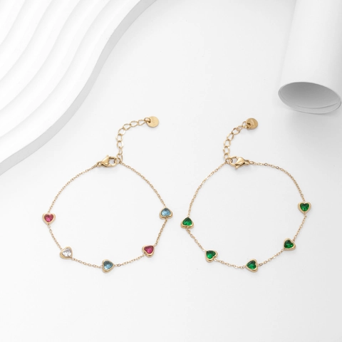 Süßes Herz Zirkon Titanstahl Armband Für Damen Bunte Verstellbare Dünne Kette Minimalistischer Modeschmuck Geschenk