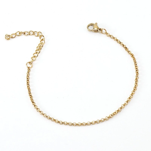 18K Gold Plated Stainless Steel Rolo Chain Necklace And Bracelet For Men Women Unisex Minimalist Plain Jewelry