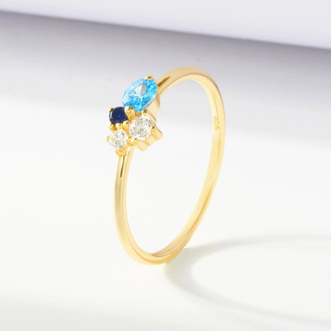 925 Sterling Silver Zirconia Ring Elegant Geometric Round Oval Multi Color Stone Gold Silver Plated Finger Ring Jewelry For Women
