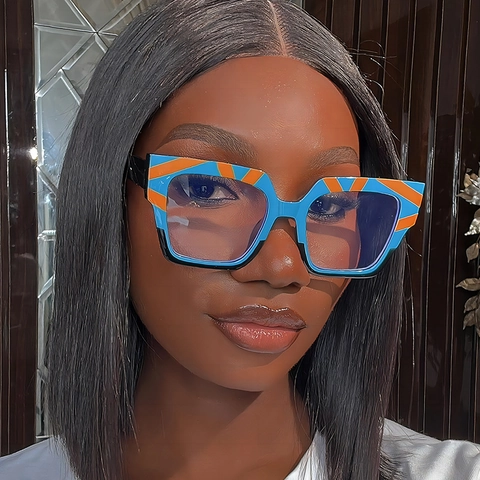 Modische Oversize Eckige Blaulichtfilter Brille PC Rahmen Dekorative Modische Optische Brille Für Frauen