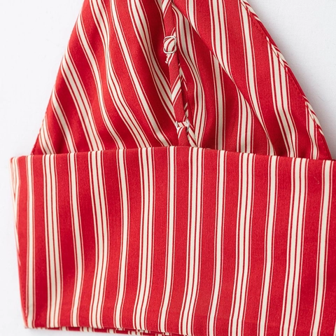 Top Corto Camicia A Righe E Gonna Midi Linea A Donna Righe Verticali Rosso Bianco Bottone Frontale Vacanze Estive