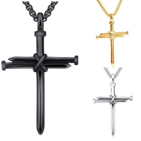Collana Con Pendente A Croce Di Chiodo Punk Pendente In Lega Con Catena In Acciaio Inossidabile Gioielli Gotici Per Uomo Donna