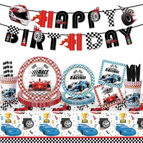 Forniture Per Feste Di Compleanno Tema Corse Piatti Di Carta Usa E Getta Bicchieri Tovaglioli Banner Tovaglia