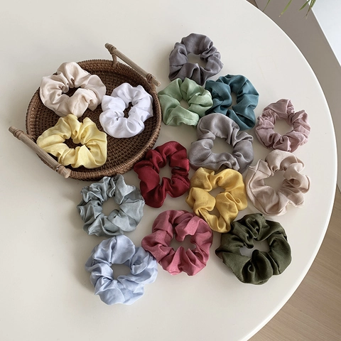 Satin Satin Scrunchies Large Elastic Hair Ties Solid Color Ponytail Holder For Women Girls Elegant Simple