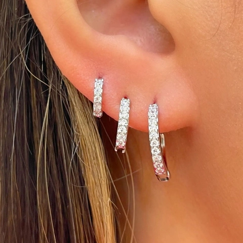 Minimalist Round Hoop Earrings Multiple Sizes Copper Zircon Paved For Women Fashion Jewelry With Stainless Steel Earring Post