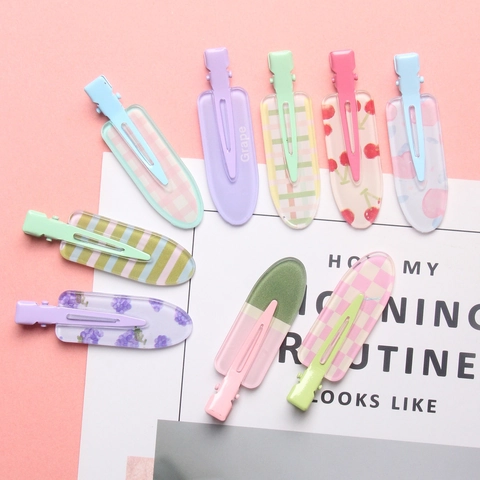 Fermagli Per Capelli A Becco D Anatra In Acrilico Color Macaron Con Motivi Floreali E Scozzesi Copricapo Alla Moda Per Donne