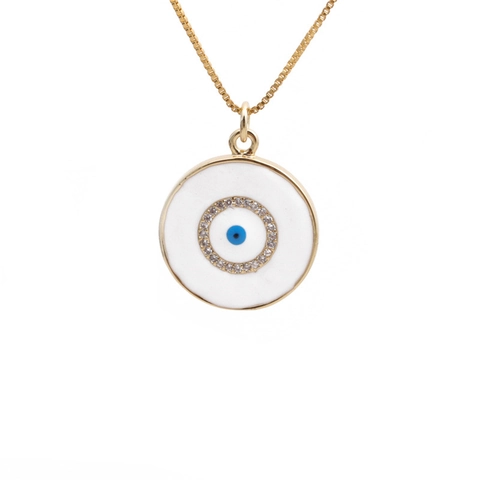 Evil Eye Pendant Necklace Copper Real Gold Plated Zircon Enamel Heart Box Chain Amulet Jewelry For Women