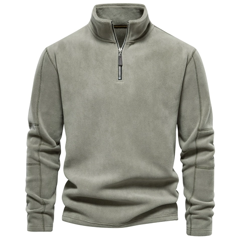 Herren Sweatshirt Aus Fleece Mit Halbem Reißverschluss Stehkragen Langarm Hoodie Warm Casual Einfarbig Pullover Top
