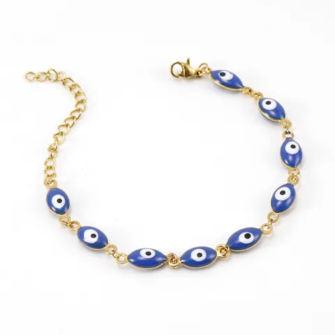 Evil Eye Armband Edelstahl 18K Vergoldet Türkisch Emaille Glücksschmuck Für Frauen Verstellbar