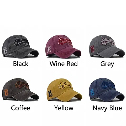 Vintage Washed Cotton Baseball Cap 3D Always 75 Letter Embroidery Retro Distressed Adjustable Unisex Streetwear Hat