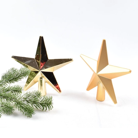 Kerstboomtop Ster Decoratie Plastic Vijfpuntige Ster Ornament Gegalvaniseerd Glitter Mat Feestelijk Huis Decor
