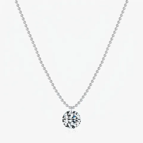 Moissanite Pendant Necklace 925 Sterling Silver Round Brilliant Cut D Color VVS1 Ball Chain Luxury Jewelry For Women