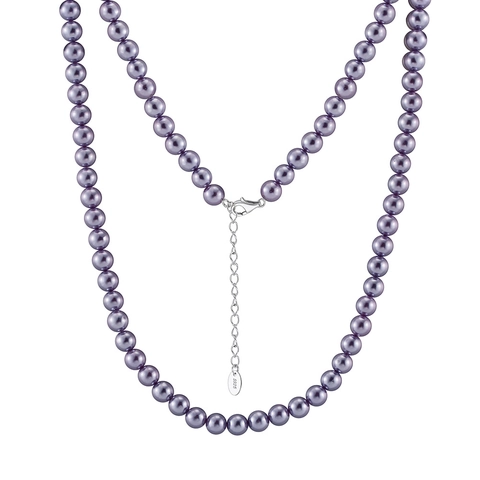 Vintage Purple Artificial Pearl Necklace For Women Elegant Lavender Shell Pearl Choker With Sterling Silver Clasp Fashion Jewelry