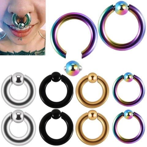 Stainless Steel Captive Bead Ring BCR Spring Ball Large Nose Ring Ear Piercing Body Jewelry Punk Style For Men Women