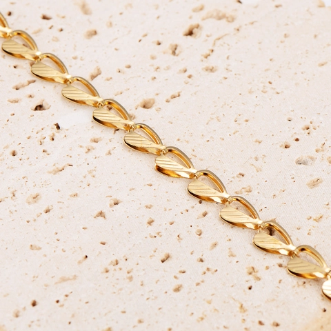 Bracelet Femme Acier Inoxydable 304 Plaqué Or 18K Forme Coeur Feuille Creux Bijoux Mode Géométriques