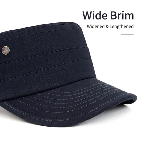 Gorra Militar De Algodón Lavado Para Hombre Gorro Plano Ajustable Vintage Casual Al Aire Libre Sol Color Sólido