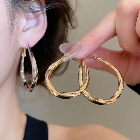 Boucles D'oreilles Créoles Torsadées En Goutte D'eau Avec Tige En Argent Bijoux Minimalistes Pour Femmes