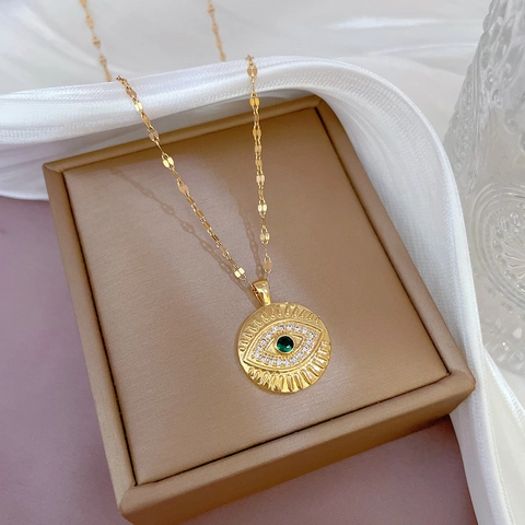Μενταγιόν Κολιέ Evil Eye Επιχρυσωμένο Ανοξείδωτο Ατσάλι Ζιργκόν Ένθετο Κομψό Μοντέρνο Κολιέ Κοσμήματα Για Γυναίκες